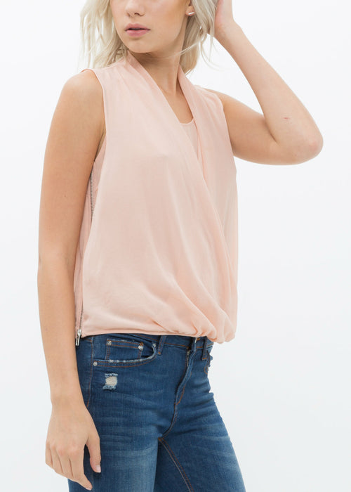 Blush Breeze Sleeveless Blouse