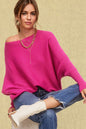 Slouchy Ribbed Knit Sweater with Bubble Sleeves