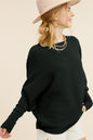 Slouchy Ribbed Knit Sweater with Bubble Sleeves