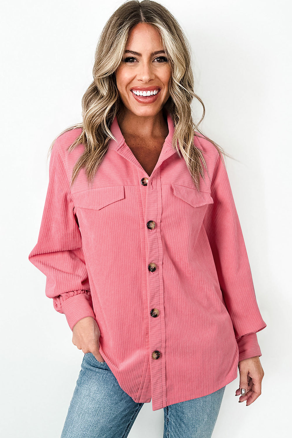 Blush Breeze Corduroy Shacket