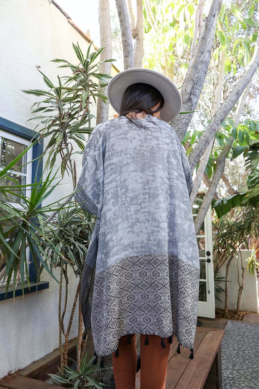 Boho Breeze Tassel Trim Kimono