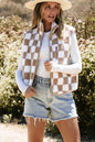 Cozy Chic Khaki Checkered Sherpa Vest